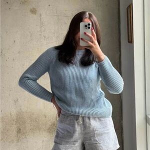 ISO Quince Organic Cotton V Neck or Crewneck Fisherman Sweater size M